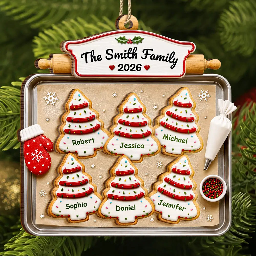 Top Market,Sentimental,Christmas,Family,Icon - Christmas Cookies Family - Personalized 2-Layered Wooden Ornament