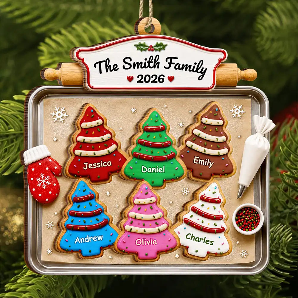 Christmas Cookies Family - Personalized 2-Layered Wooden Ornament