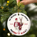 Christmas Couple Swiped Right - Personalized Circle Ceramic Ornament