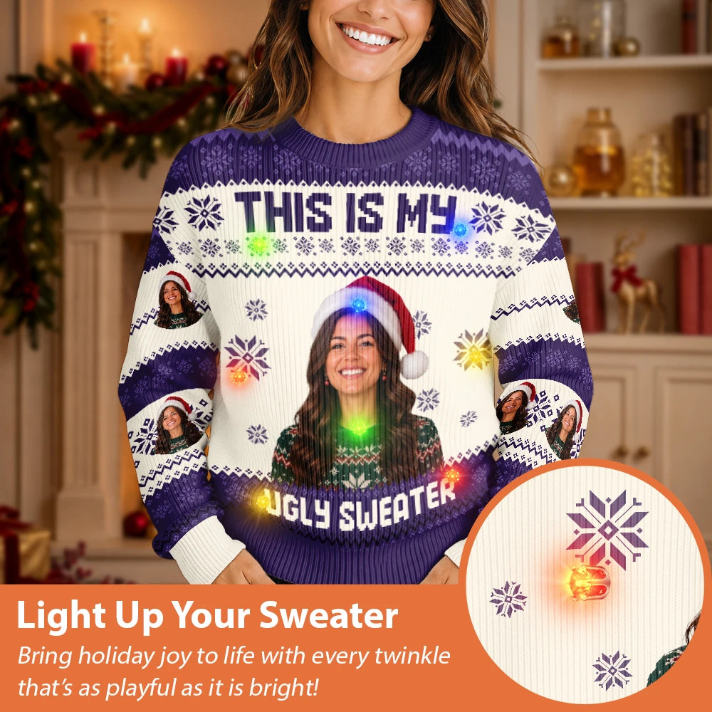 Gift For Yourself - Christmas Custom Photo This Is My Ugly Sweater - Personalized Unisex Ugly Sweater