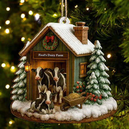 Ferme laitière de Noël - Décoration en bois personnalisée 