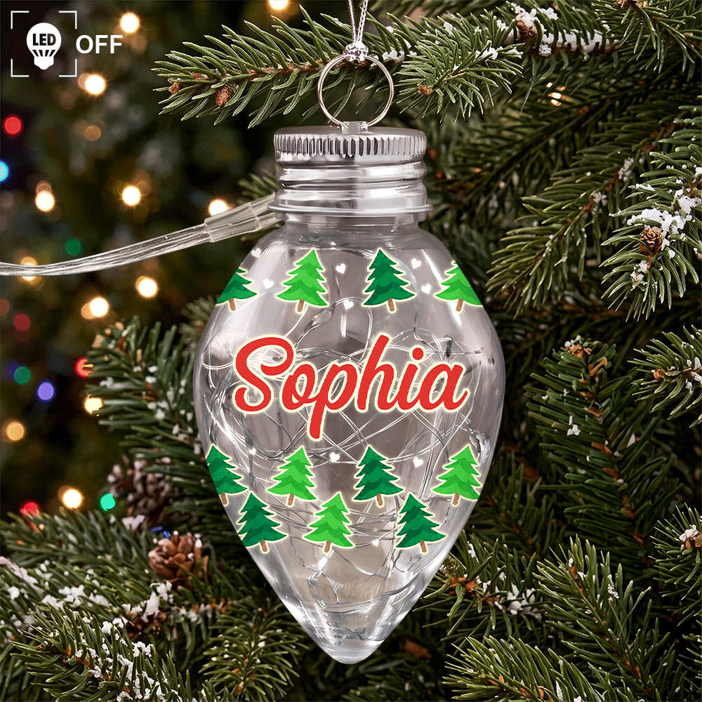 Christmas,Cozy,Family,Icon,Memorial - Christmas Decoration For Family - Personalized Ornament With Name Chili Bulb LED Light