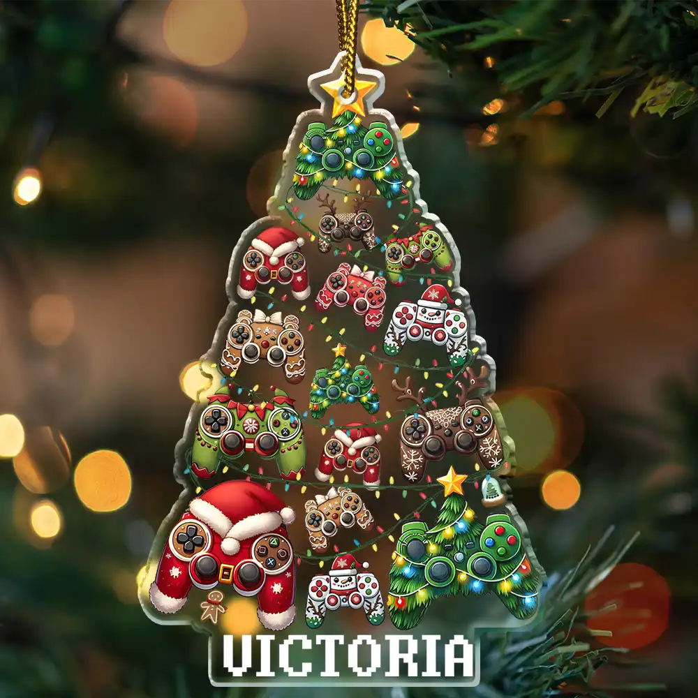 Gift For Kids, Gift For Grandkids, Gift For Son, Gift For Daughter, Happy, Gift For Men - Christmas Decoration For Gamer - Personalized Custom Shaped Acrylic Ornament