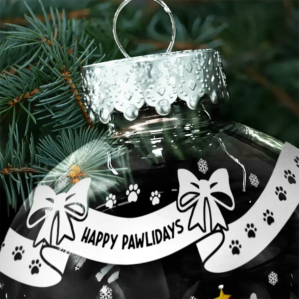 Christmas,Dog Lovers - Christmas Dog With Bowknots - Personalized Ball Ornament