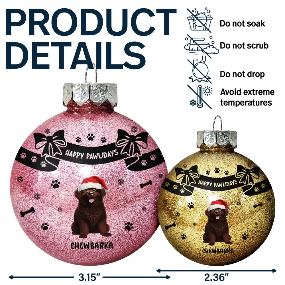 Christmas,Dog Lovers - Christmas Dog With Bowknots - Personalized Ball Ornament