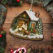 Christmas, Farm, Gift For Yourself, Happy - Christmas Duck Farm - Personalized Custom Shaped Wooden Ornament