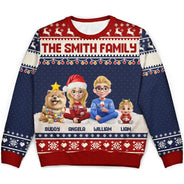 Family,Gift For Couples,Parents,Pet Lovers,Happy,Christmas - Christmas Family 3D Effect Couple Parent - Personalized Unisex Ugly Sweater