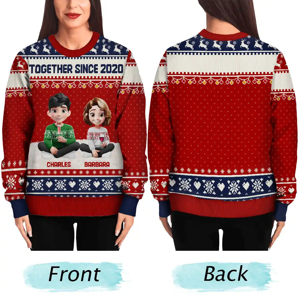 Family,Gift For Couples,Parents,Pet Lovers,Happy,Christmas - Christmas Family 3D Effect Couple Parent - Personalized Unisex Ugly Sweater