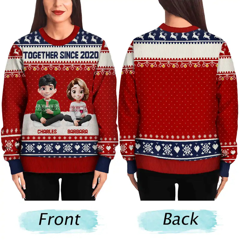 Family,Gift For Couples,Parents,Pet Lovers,Happy,Christmas - Christmas Family 3D Effect Couple Parent - Personalized Unisex Ugly Sweater