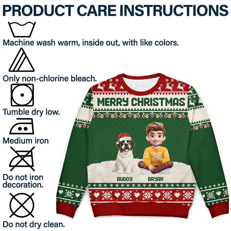 Family,Gift For Couples,Parents,Pet Lovers,Happy,Christmas - Christmas Family 3D Effect Couple Parent - Personalized Unisex Ugly Sweater