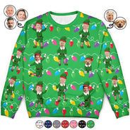 Family, Parents, Gift For Grandparents, Gift For Daughter, Gift For Son, Christmas, Happy - Christmas Family Elves - Personalized Unisex Ugly Sweater
