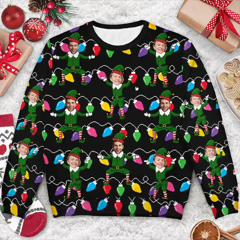 Family, Parents, Gift For Grandparents, Gift For Daughter, Gift For Son, Christmas, Happy - Christmas Family Elves - Personalized Unisex Ugly Sweater