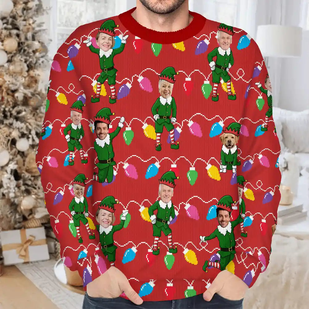 Family, Parents, Gift For Grandparents, Gift For Daughter, Gift For Son, Christmas, Happy - Christmas Family Elves - Personalized Unisex Ugly Sweater