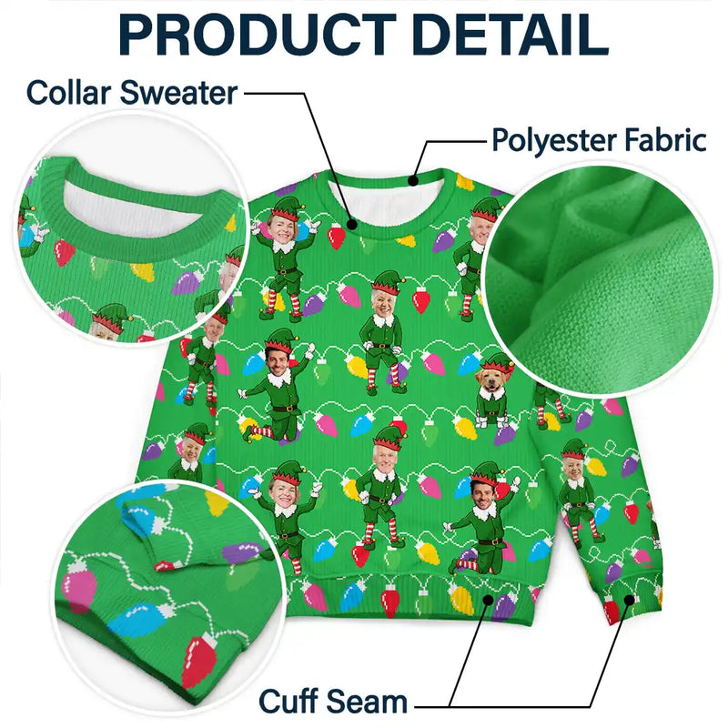 Family, Parents, Gift For Grandparents, Gift For Daughter, Gift For Son, Christmas, Happy - Christmas Family Elves - Personalized Unisex Ugly Sweater