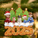 Family,Pet Lovers,Pet Mom,Pet Dad,Pet Couple,Dog Lovers,Dog Couple,Dog Mom,Dog Dad,Cat Lovers,Cat Mom,Cat Dad,Cat Couple,Happy,Christmas - Christmas Family Gingerbread 3D Effect - Personalized Custom Shaped Wooden Ornament
