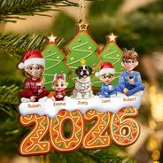 Christmas Family Gingerbread 3D Effect - Personalized Custom Shaped Wooden Ornament