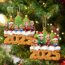 Family,Pet Lovers,Pet Mom,Pet Dad,Pet Couple,Dog Lovers,Dog Couple,Dog Mom,Dog Dad,Cat Lovers,Cat Mom,Cat Dad,Cat Couple,Happy,Christmas - Christmas Family Gingerbread 3D Effect - Personalized Custom Shaped Wooden Ornament