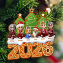 Christmas Family Gingerbread 3D Effect - Personalized Custom Shaped Wooden Ornament