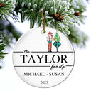 Family, Happy, Christmas - Christmas Family Members Holiday Shopping Watercolor - Personalized Circle Ceramic Ornament