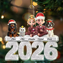 Christmas,Cozy,Family,Vector - Christmas Family Siblings Friends Glitter Effect - Personalized Custom Shaped Acrylic Ornament