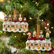 Christmas,Family,Vector,Happy - Christmas Family Sitting Scrabble - Personalized Custom Shaped Wooden Ornament