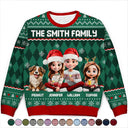 Christmas, Family, Happy - Christmas Family With Kids & Pets Argyle Pattern - Personalized Unisex Ugly Sweater