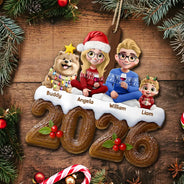 Christmas,Cozy,Family,Vector - Christmas Family Yule Log Buche De Noel - Personalized Custom Shaped Wooden Ornament