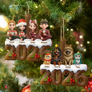 Christmas,Cozy,Family,Vector - Christmas Family Yule Log Buche De Noel - Personalized Custom Shaped Wooden Ornament