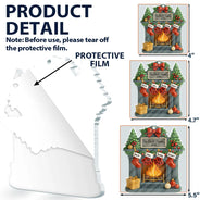 Christmas Fireplace Family Stockings Ceramic Effect - Personalized Custom Shaped Acrylic Ornament