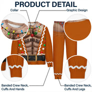 Christmas,Humorous,Gifts For Him,Gift For Men,Gift For Yourself,Icon - Christmas Funny Hairy Chest Santa Elf - Personalized Unisex Pajamas Set