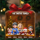 Family,Gift For Women,Gift For Men,Gift For Kids,Christmas,Top Market,Happy - Christmas Gift 3D Effect Family - Personalized Custom Shaped Acrylic Ornament