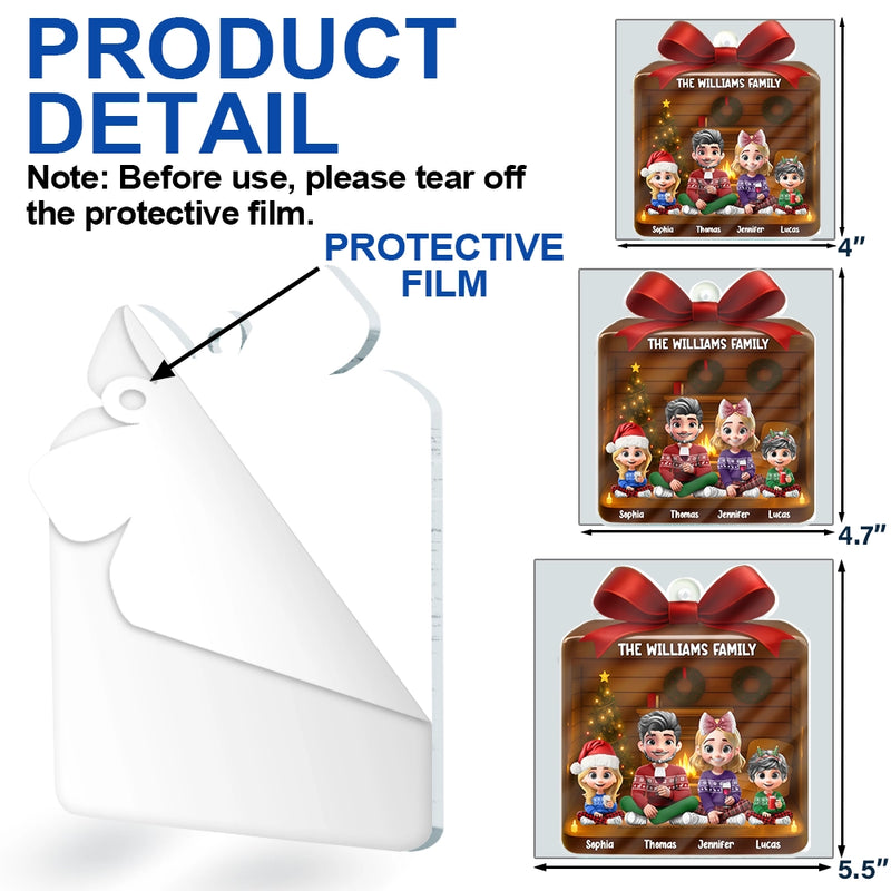 Family,Gift For Women,Gift For Men,Gift For Kids,Christmas,Top Market,Happy - Christmas Gift 3D Effect Family - Personalized Custom Shaped Acrylic Ornament