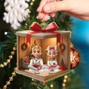 Family,Gift For Women,Gift For Men,Christmas,Top Market,Happy - Christmas Gift Box 3D Effect Family - Personalized Custom Shaped Acrylic Ornament
