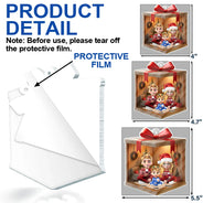 Family,Gift For Women,Gift For Men,Christmas,Top Market,Happy - Christmas Gift Box 3D Effect Family - Personalized Custom Shaped Acrylic Ornament
