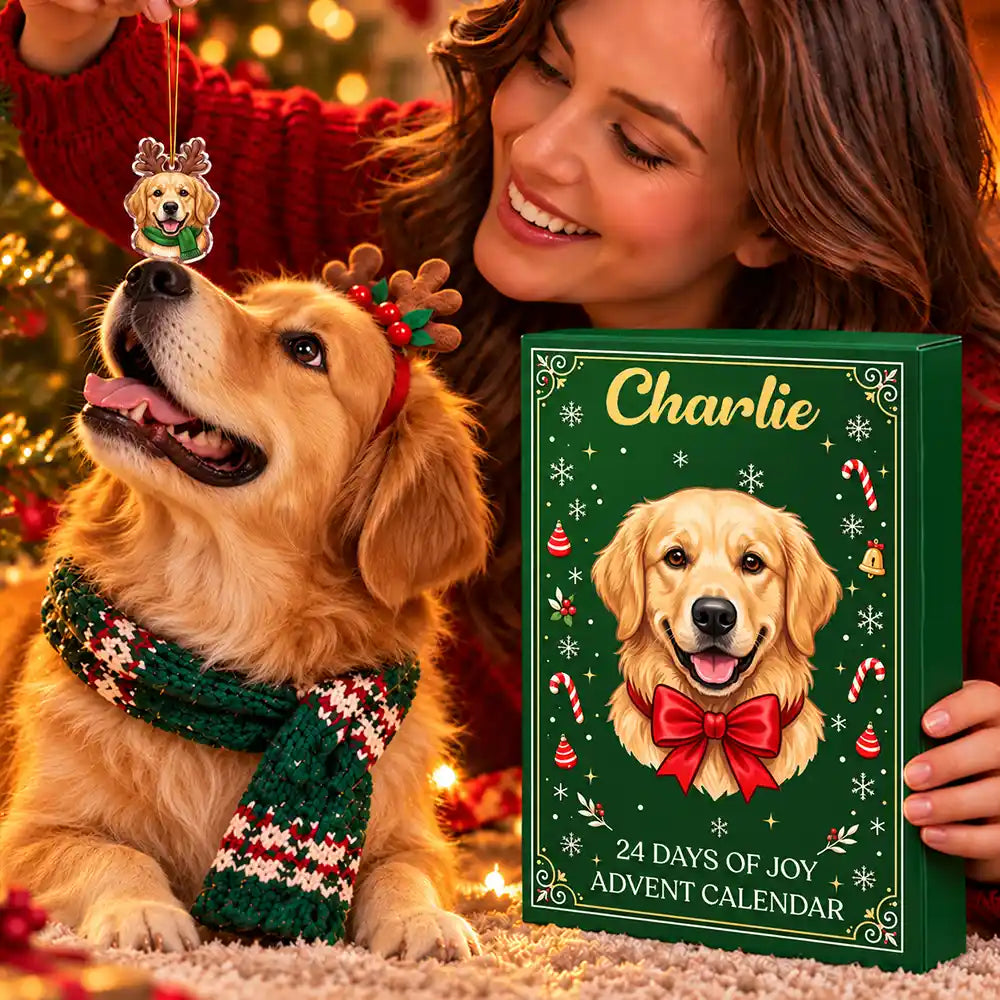 Christmas Gift For Dog Lovers, Dog Owner - Personalized Custom Photo 3D Realistic Dog Ornament Advent Calendar