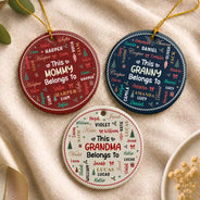 Christmas,Custom Text,Gift For Grandma,Gifts For Her,Happy - Christmas Gift For Grandma Nana - Personalized Kids Names Ceramic Ornament