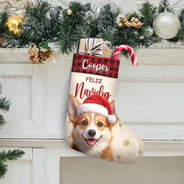 Art Design,Christmas,Custom Photo,Indoor Decor,Pet Lovers,Photo - Christmas Accessories 3D Cartoon Pet,Playful - Christmas Gift For Pet Lovers Family - Personalized Custom Photo Snowflake Dog Cat Photo Fireplace Decoration Christmas Stocking
