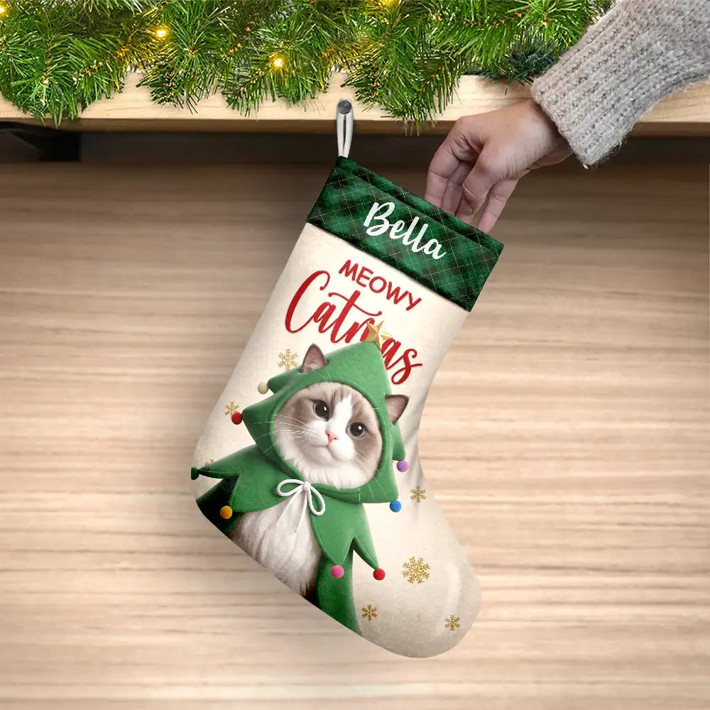 Art Design,Christmas,Custom Photo,Indoor Decor,Pet Lovers,Photo - Christmas Accessories 3D Cartoon Pet,Playful - Christmas Gift For Pet Lovers Family - Personalized Custom Photo Snowflake Dog Cat Photo Fireplace Decoration Christmas Stocking