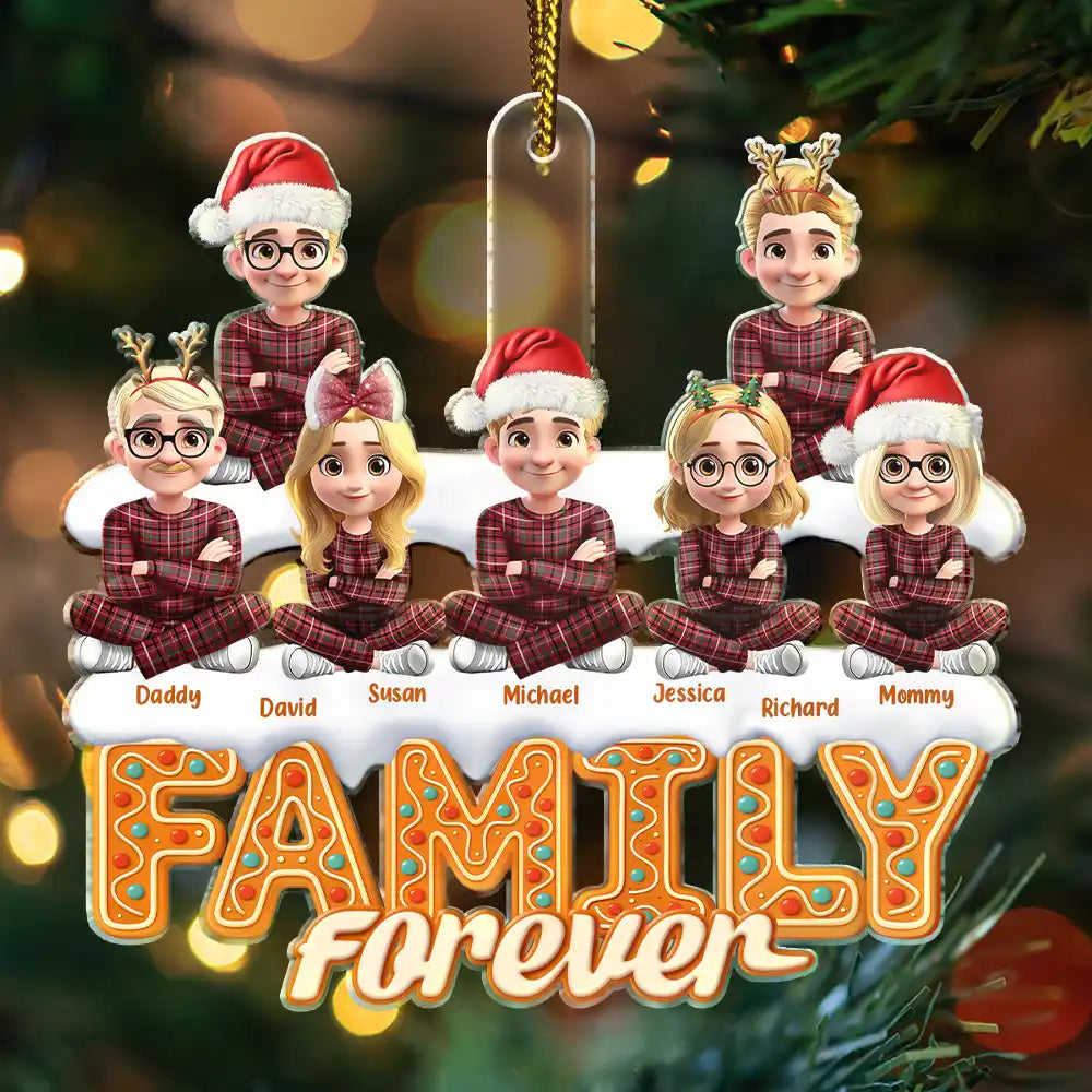 Christmas,Gift For Bestie,Gift For Sisters,Gift For Brothers,Gift For Sibling,Happy - Christmas Gingerbread Besties Sisters Brothers 3D Effect - Personalized Custom Shaped Acrylic Ornament