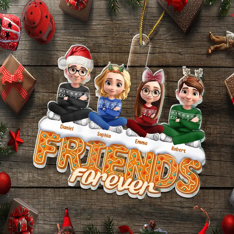Christmas,Gift For Bestie,Gift For Sisters,Gift For Brothers,Gift For Sibling,Happy - Christmas Gingerbread Besties Sisters Brothers 3D Effect - Personalized Custom Shaped Acrylic Ornament