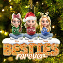 Christmas,Gift For Bestie,Gift For Sisters,Gift For Brothers,Gift For Sibling,Happy - Christmas Gingerbread Besties Sisters Brothers 3D Effect - Personalized Custom Shaped Acrylic Ornament