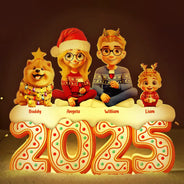 Family,Pet Lovers,Pet Mom,Pet Dad,Pet Couple,Dog Lovers,Dog Couple,Dog Mom,Dog Dad,Cat Lovers,Cat Mom,Cat Dad,Cat Couple,Happy,Christmas,Single Mom,Single Dad,LGBT,Gift For Grandpa,Gift For Grandma,Gift For Grandkids - Christmas Gingerbread Family 3D Effect - Personalized Custom Shaped Light Box