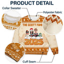 Family,Pet Lovers,Pet Mom,Pet Dad,Pet Couple,Dog Lovers,Dog Couple,Dog Mom,Dog Dad,Cat Lovers,Cat Mom,Cat Dad,Cat Couple,Happy,Christmas,Single Mom,Single Dad,LGBT,Gift For Grandpa,Gift For Grandma,Gift For Grandkids - Christmas Gingerbread Family 3D Effect - Personalized Unisex Ugly Sweater