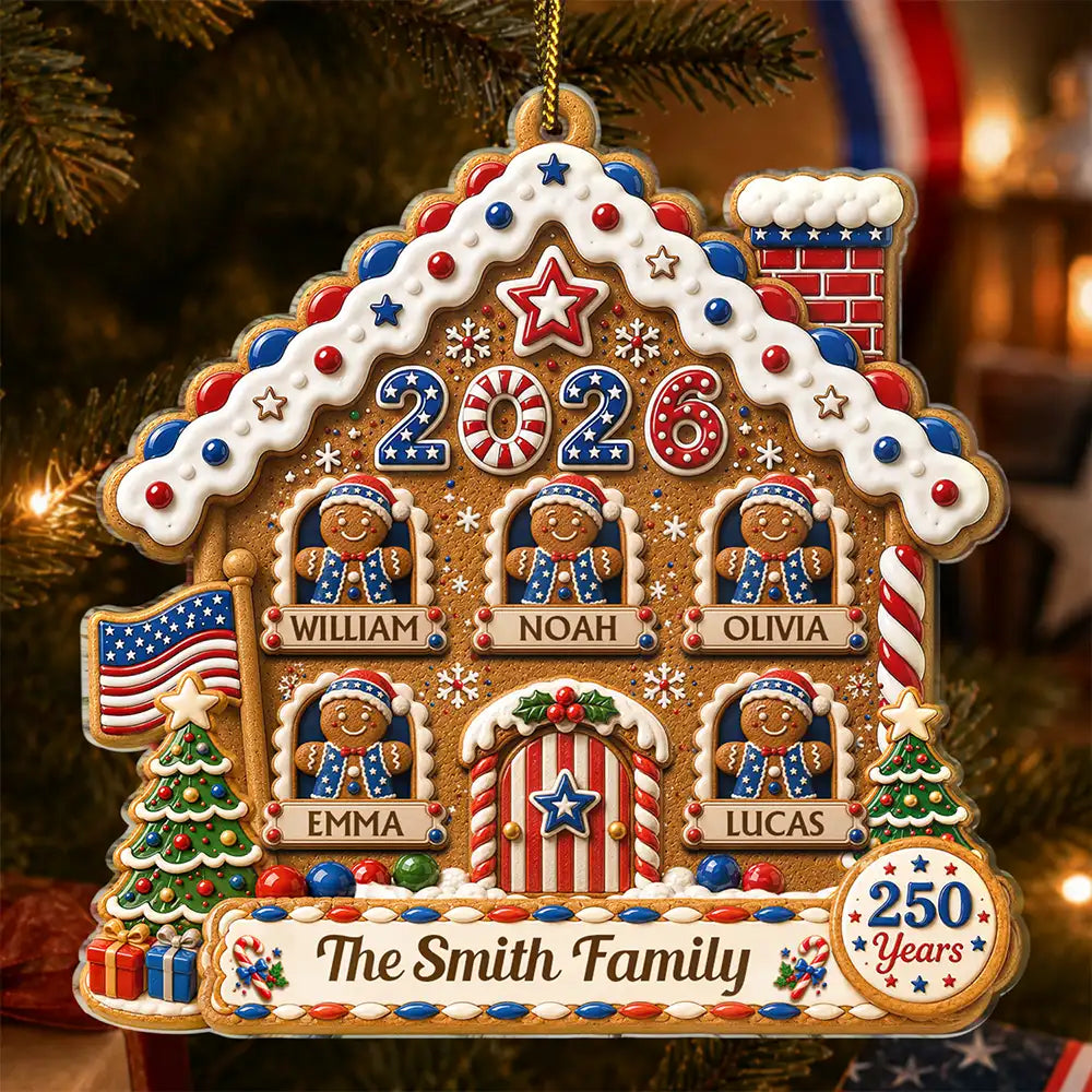 Christmas Gingerbread Sweet Memories Built Together - Personalized Custom Shaped Acrylic Ornament