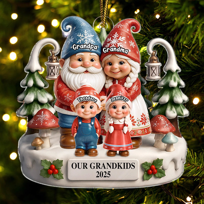 Gift For Grandparents,Grandpa - Grandkids,Gift For Grandpa,Gift For Grandma,Grandma - Grandkids,Gift For Grandkids,Gift For Women,Gift For Men,Top Market,Christmas - Christmas Gnome Our Grandkids 3D Effect - Personalized Custom Shaped Acrylic Ornament