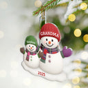 Gift For Grandma, Gift For Grandpa, Gift For Grandparents, Gift For Grandkids, Christmas, Happy - Christmas Grandma Grandkids Snowman - Personalized Custom Shaped Acrylic Ornament