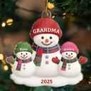 Gift For Grandma, Gift For Grandpa, Gift For Grandparents, Gift For Grandkids, Christmas, Happy - Christmas Grandma Grandkids Snowman - Personalized Custom Shaped Acrylic Ornament