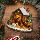 Christmas,Farm,Gift For Yourself,Happy - Christmas Horse Farm - Personalized Custom Shaped Wooden Ornament