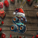 Gift For Kids, Gift For Grandkids, Photo Hobby Ornament, Custom Photo, Funny, Christmas - Christmas Monster Truck Monogram For Kid - Personalized Custom Shaped Acrylic Ornament
