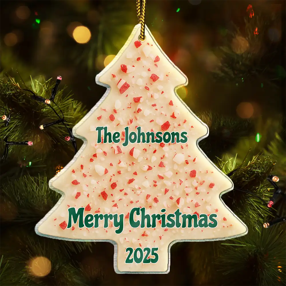 Christmas Peppermint Bark Tree Custom Names - Personalized Custom Shaped Acrylic Ornament